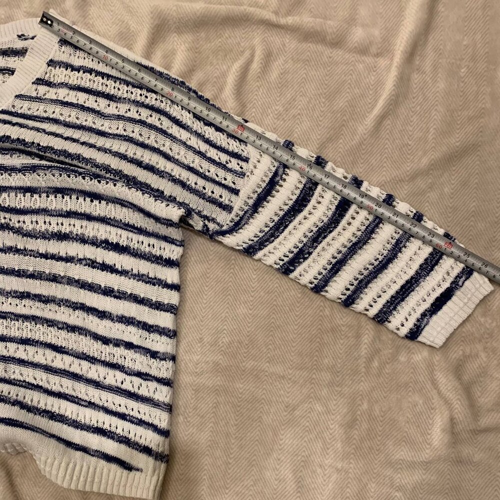 CAbi Navy & White Striped Knit Oversized Sweater - Size M (fits L) - Picture 5 of 10